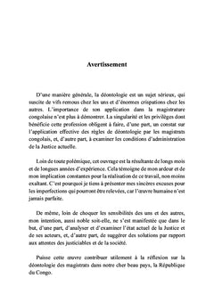 Le juge congolais devant les règles de déontologie : Mythe ou réalité