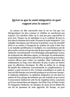 Approche intégrative du cancer