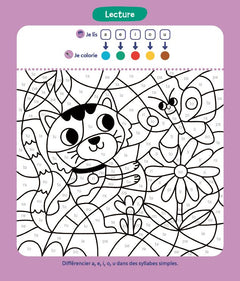 Coloriages malins: Les chatons - Lecture et calcul CP