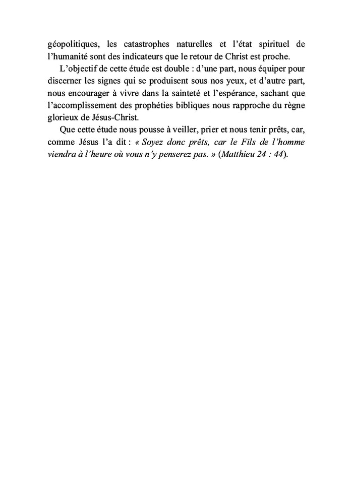 Comprendre et se préparer pour la fin des temps