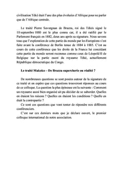 Premier colloque international sur les traités de Makoko et de Brazza