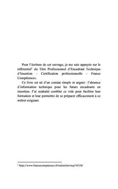 L'encadrant technique en insertion, un facilitateur de l'insertion