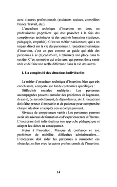 L'encadrant technique en insertion, un facilitateur de l'insertion