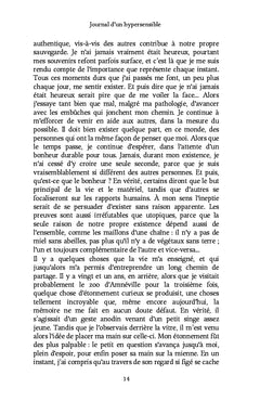 Journal d'un hypersensible