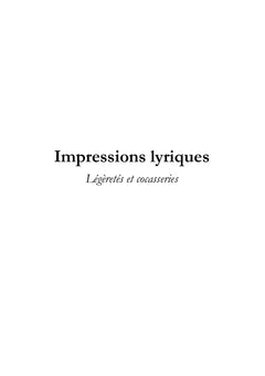 Impressions lyriques et Conte poétique