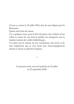 Le Carnet Roumain - Tome I : Levers de soleils et orages en soirée