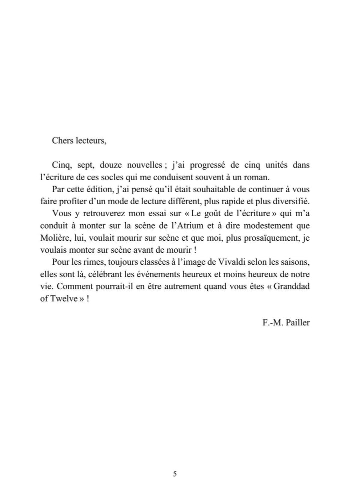 Douze nouvelles, un essai et quatre saisons de rimes