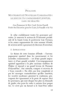 L'accompagnement spirituel dans les mouvements et les nouvelles communautés