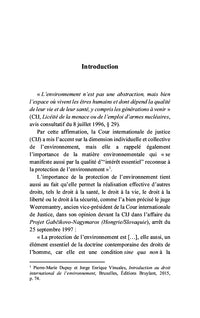 La Cour internationale de Justice et la protection de l'environnement