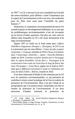La Cour internationale de Justice et la protection de l'environnement