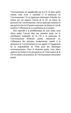 La Cour internationale de Justice et la protection de l'environnement