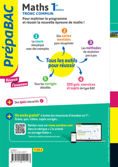 Prépabac Réussir l'examen Maths 1re générale (tronc commun) - Bac 2026