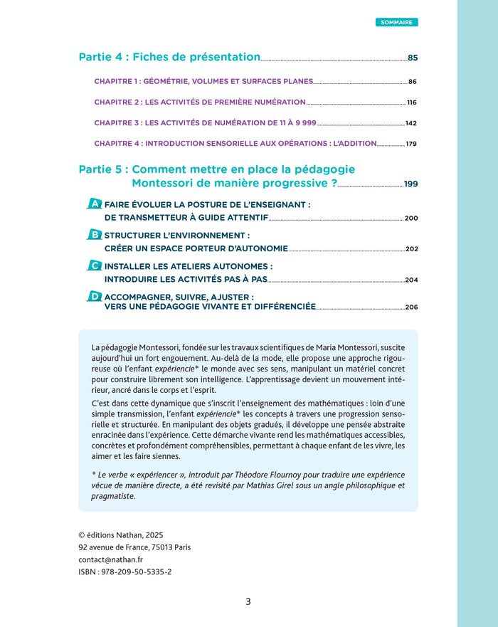 Les mathématiques en pédagogie Montessori de la PS à la GS