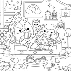 Coloriages Mes petits amis Mes moments cosy - pochette avec feutres pailletés