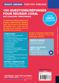 Réussite Concours - 150 questions/réponses pour l'oral - concours territoriaux- Préparation complète