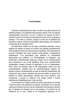La Constitution nigérienne du 25 novembre 2010