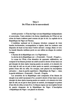 La Constitution nigérienne du 25 novembre 2010