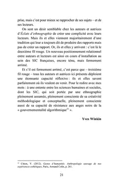 Éclats d'ethnographie