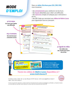 Cahier d'écriture Maître Lucas - CE2-CM1-CM2