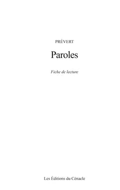 Fiche de lecture Paroles de Prévert
