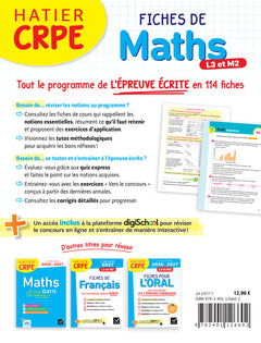 Hatier CRPE - Fiches de Maths - Epreuve écrite d'admissibilité - 2027 - L3 et M2