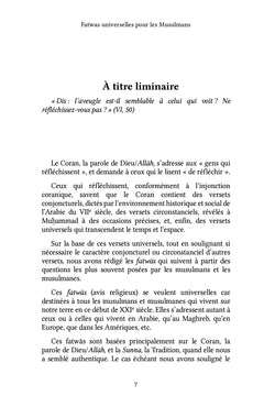 Fatwas universelles pour les Musulmans et les Musulmanes du XXIe siècle