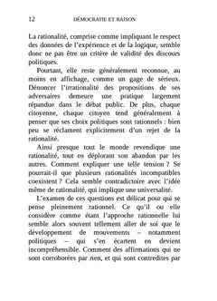 Démocratie et Raison. Le rationalisme et ses paradoxes...