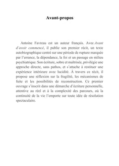 Avant d'avoir commencé