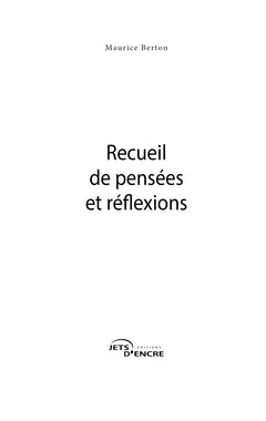 Recueil de pensées et réflexions