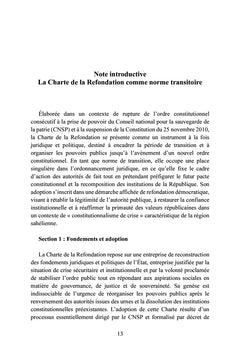 La charte de la refondation du Niger