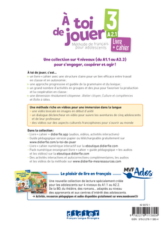 À toi de jouer 3 - Niv. A2.1 - Livre + cahier + didierfle.app