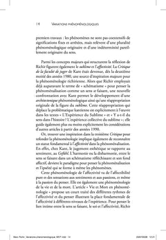 Variations phénoménologiques