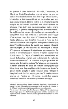 Causalité et liberté chez E. Kant et D. Davidson