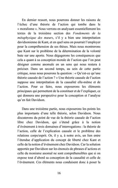 Causalité et liberté chez E. Kant et D. Davidson