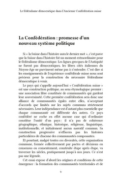 Le fédéralisme démocratique dans l'Ancienne Confédération suisse