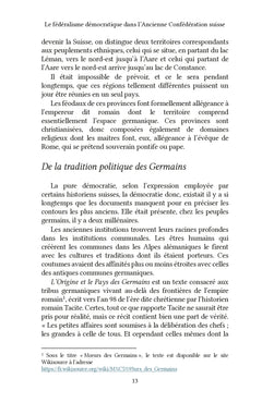 Le fédéralisme démocratique dans l'Ancienne Confédération suisse