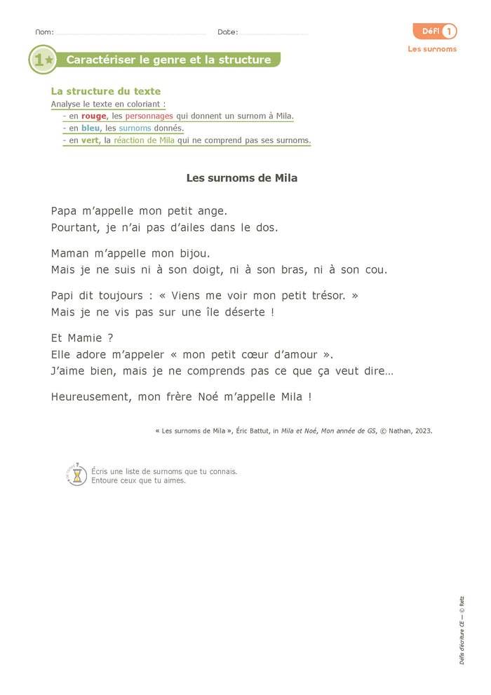 15 défis d'écriture CE1-CE2