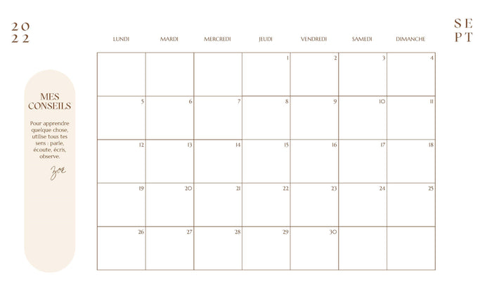 Planner Juste Zoé