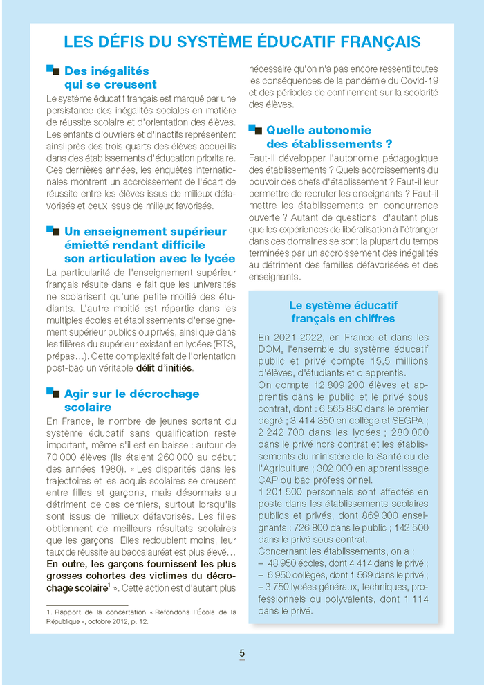 Le système éducatif français - Repères pratiques
