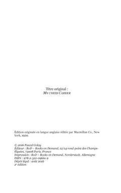 Ma Carrière échiquéenne