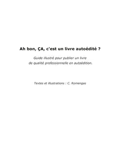 Ah bon, ça, c'est un livre autoédité ?