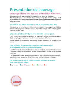 La grammaire ritualisée sur 2 jours