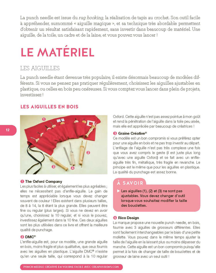 Punch needle créative en volume - Un livre pour tout savoir, pratique et accessible à tous