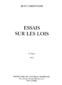 Essais sur les lois, 2e édition