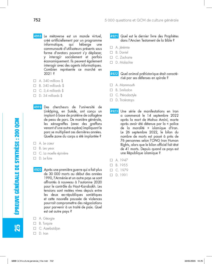 5000 QCM de culture générale 2024