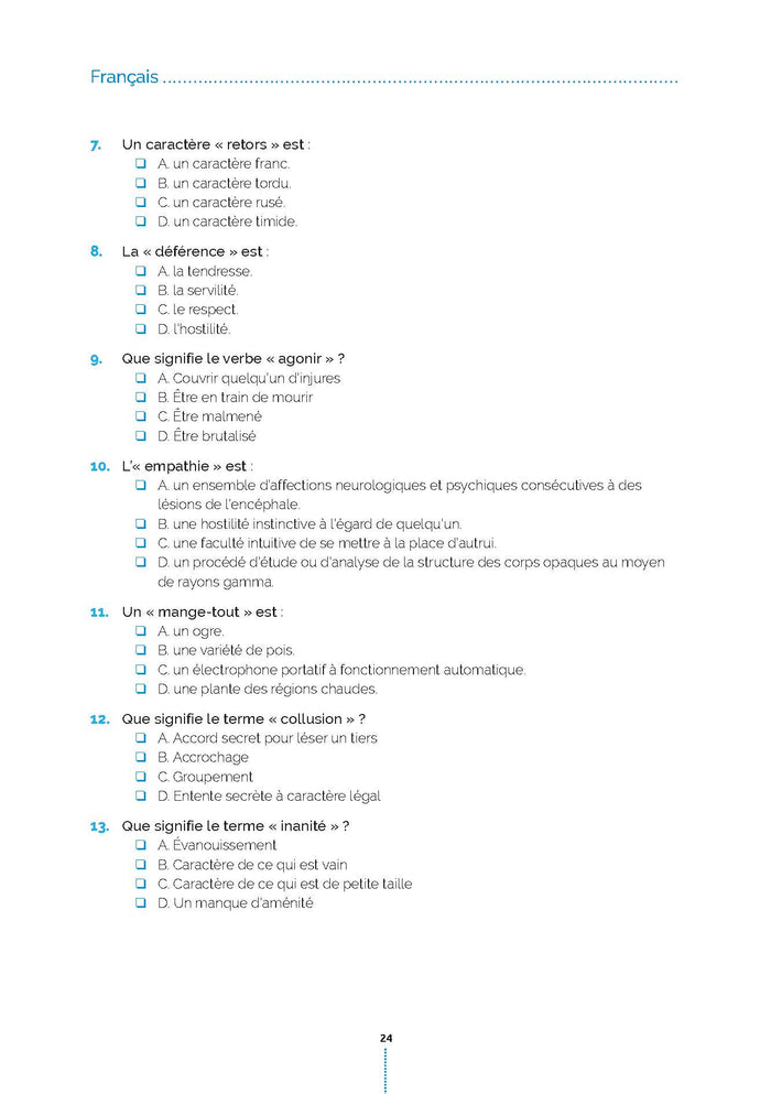 2 500 QCM de français, culture générale, mathématiques et tests psychotechniques