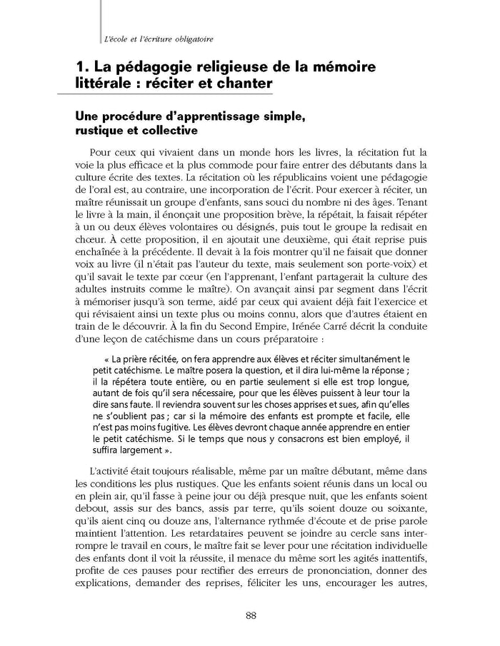 L'école et l'écriture obligatoire