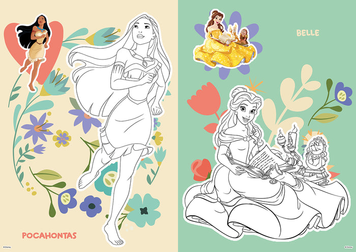 Disney Princesses - Coloriage avec stickers (Yasmine et Ariel) - offerts