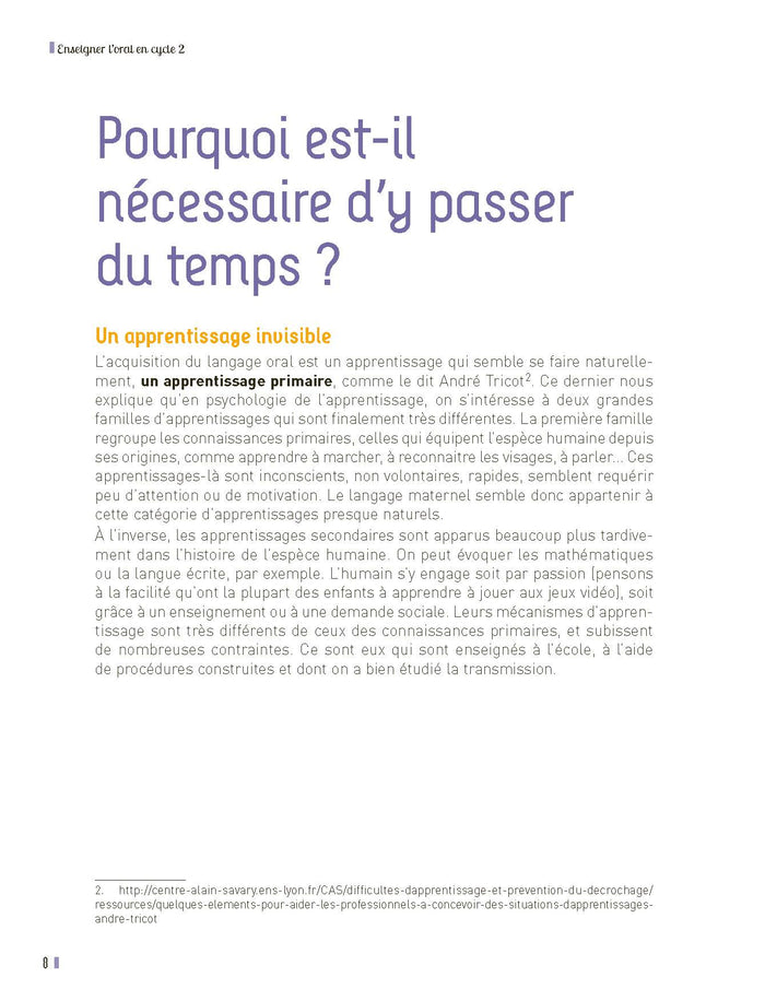 Enseigner l'oral au cycle 2 + Ressources numériques