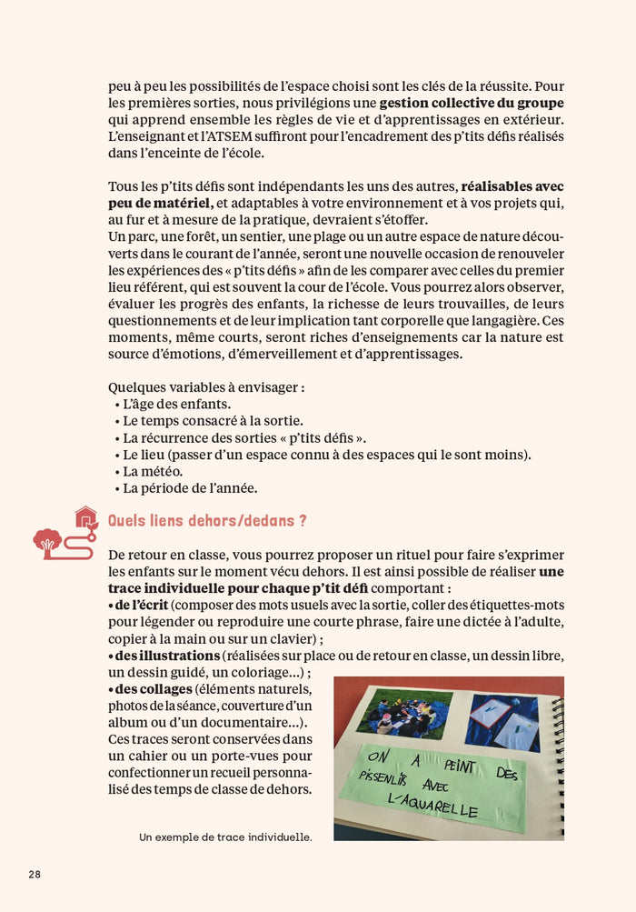 Faire classe dehors Maternelle - 15 p'tits défis et 10 projets